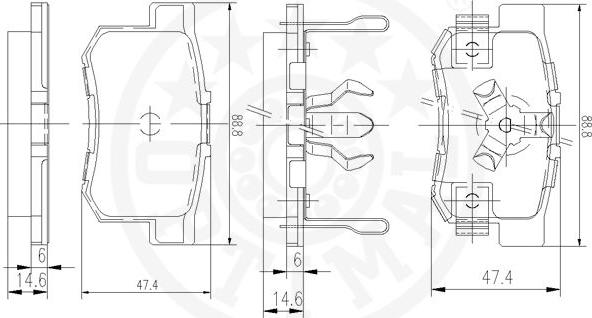 Optimal 12353 - Тормозные колодки, дисковые, комплект autospares.lv