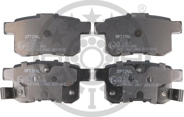 Optimal 12364 - Тормозные колодки, дисковые, комплект autospares.lv