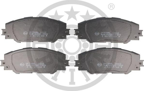 Optimal BP-12312 - Тормозные колодки, дисковые, комплект autospares.lv