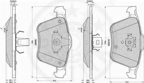 Optimal 12273 - Тормозные колодки, дисковые, комплект autospares.lv