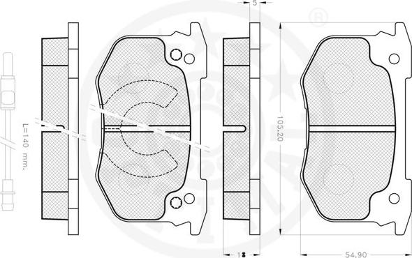 Optimal 3505 - Тормозные колодки, дисковые, комплект autospares.lv