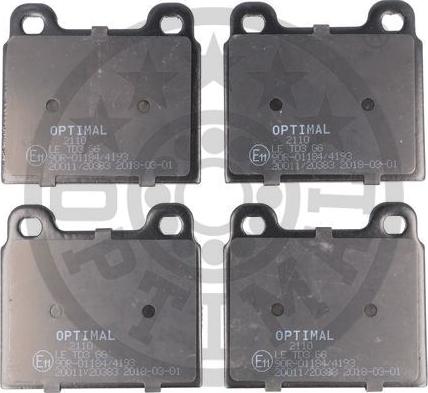 Optimal 2110 - Тормозные колодки, дисковые, комплект autospares.lv