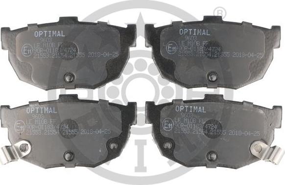 Optimal BP-09603 - Тормозные колодки, дисковые, комплект autospares.lv