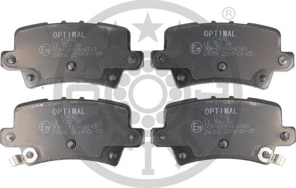 Optimal BP-12490 - Тормозные колодки, дисковые, комплект autospares.lv