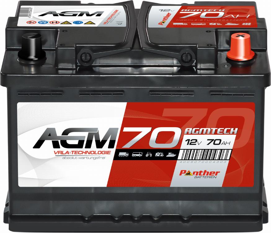 PANTHER SB.AGM70n - Стартерная аккумуляторная батарея, АКБ autospares.lv
