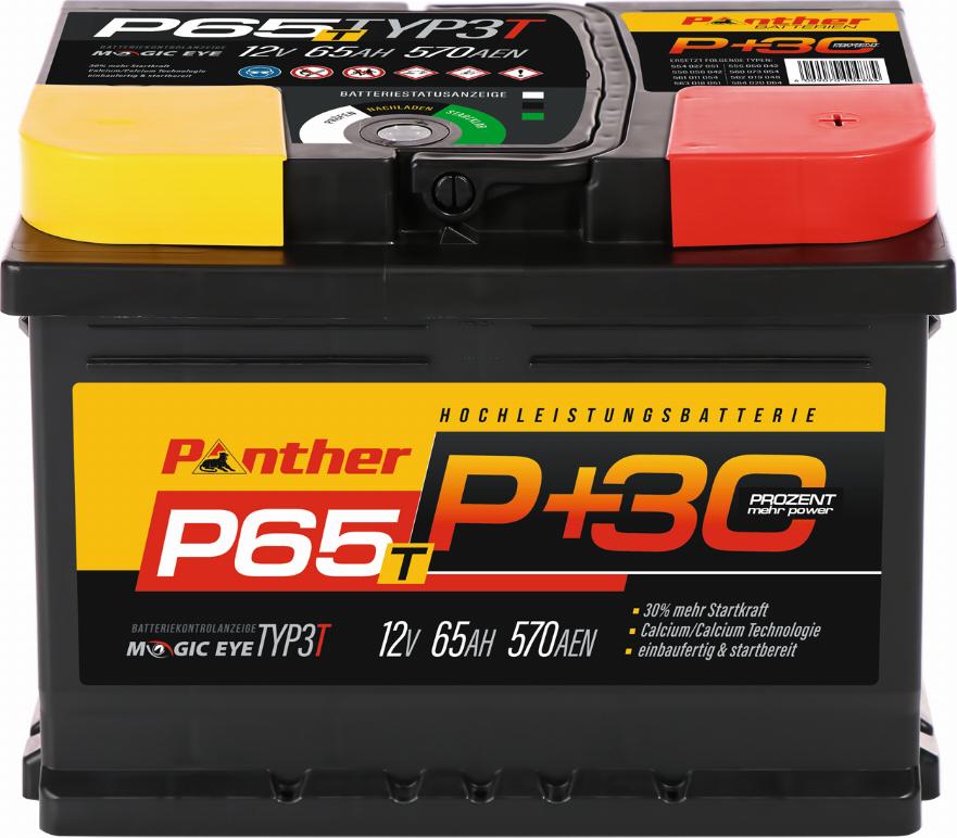 PANTHER SB.P65T - Стартерная аккумуляторная батарея, АКБ autospares.lv