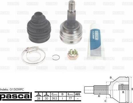 Pascal G15059PC - Шарнирный комплект, ШРУС, приводной вал autospares.lv