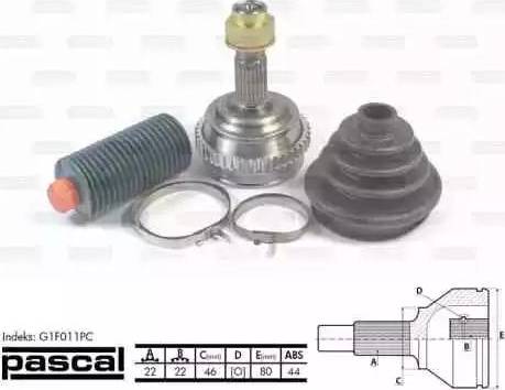 Pascal G1F011PC - Шарнирный комплект, ШРУС, приводной вал autospares.lv