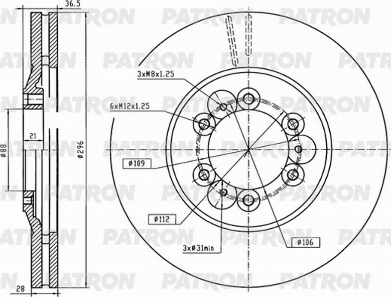 Patron PBD1034 - Тормозной диск autospares.lv