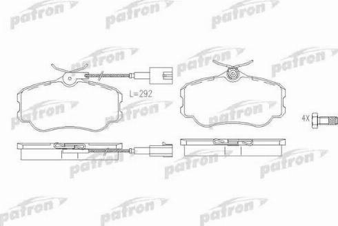 Patron PBP595 - Тормозные колодки, дисковые, комплект autospares.lv