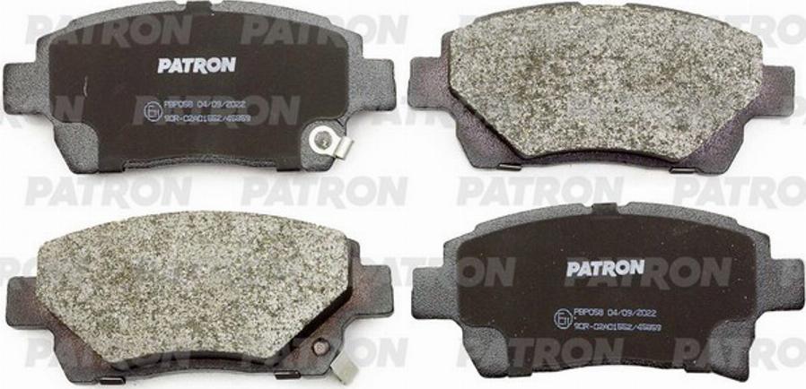 Patron PBP058 - Тормозные колодки, дисковые, комплект autospares.lv