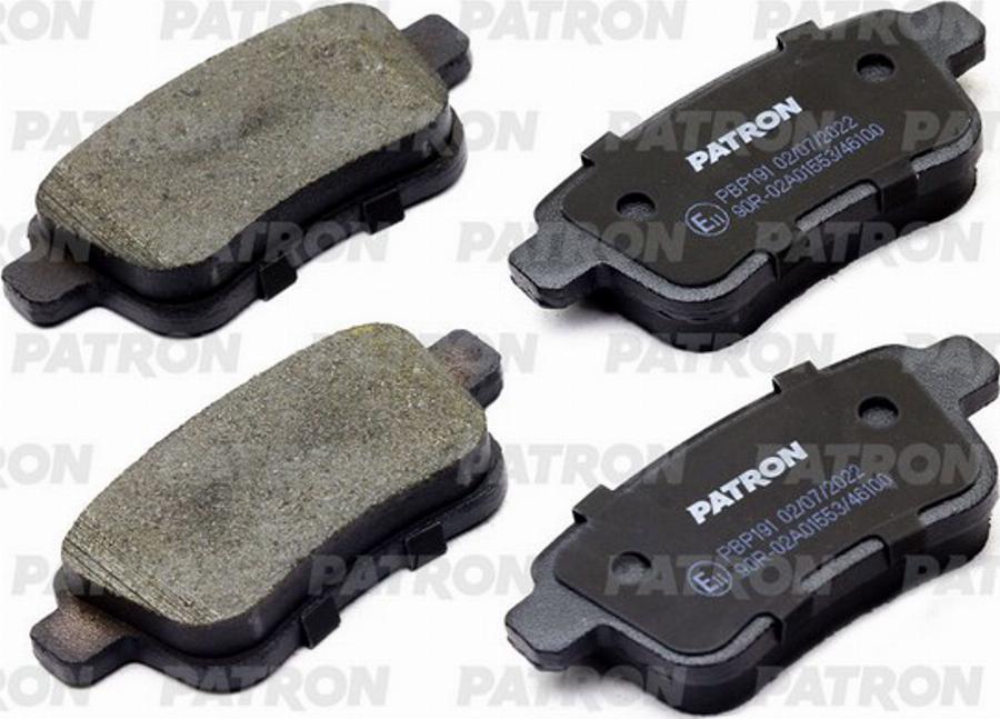 Patron PBP191 - Тормозные колодки, дисковые, комплект autospares.lv