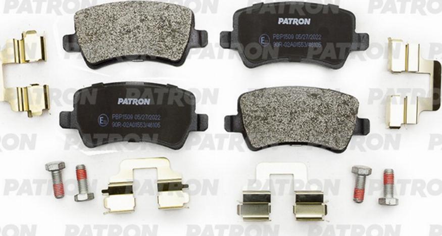 Patron PBP1509 - Тормозные колодки, дисковые, комплект autospares.lv