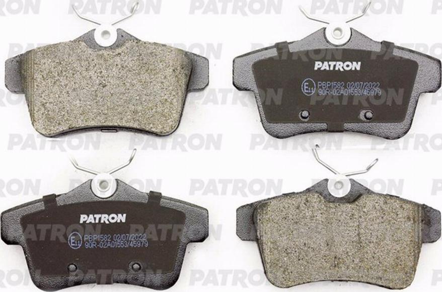 Patron PBP1582 - Тормозные колодки, дисковые, комплект autospares.lv