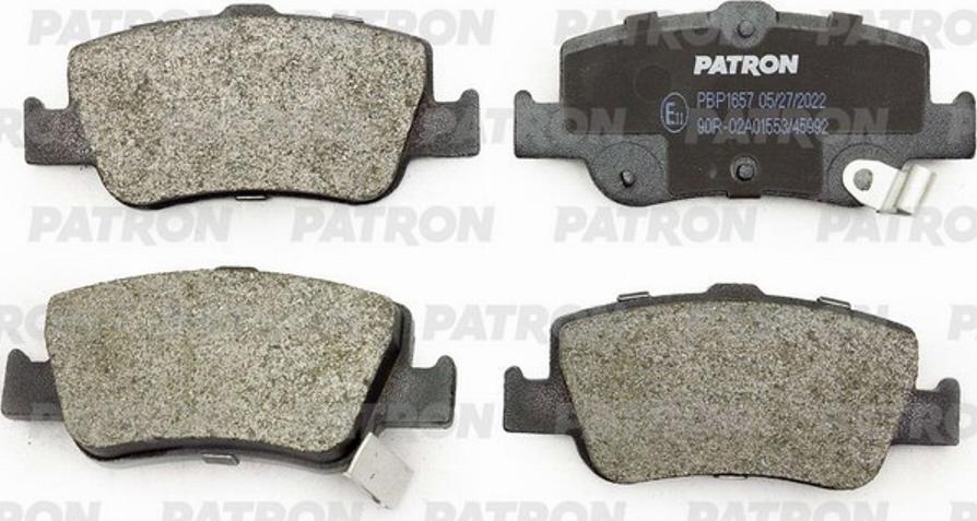 Patron PBP1657 - Тормозные колодки, дисковые, комплект autospares.lv
