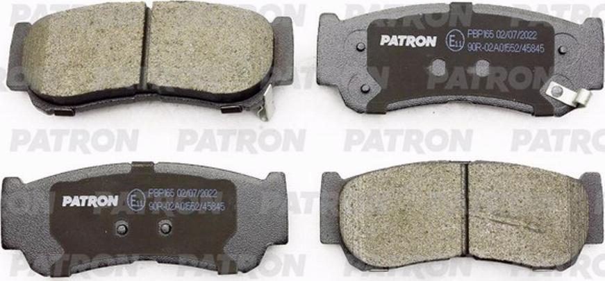 Patron PBP165 - Тормозные колодки, дисковые, комплект autospares.lv