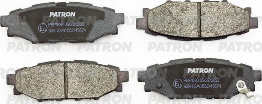 Patron PBP1630 - Тормозные колодки, дисковые, комплект autospares.lv