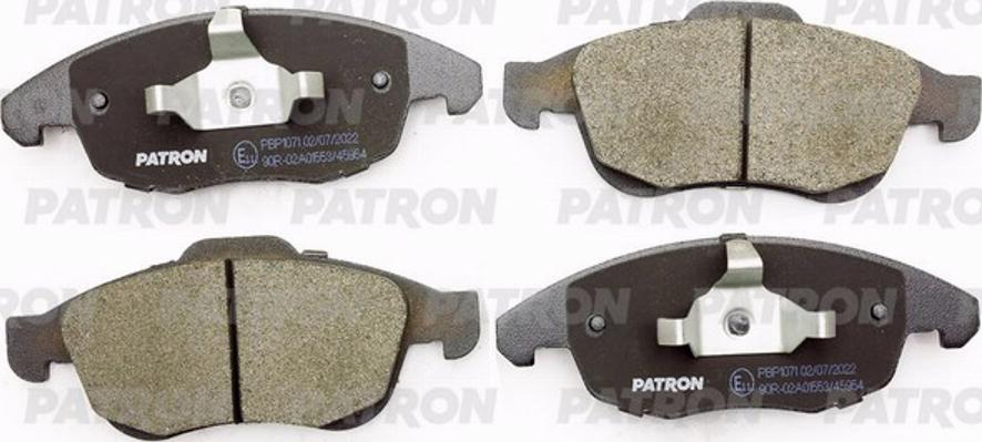 Patron PBP1071 - Тормозные колодки, дисковые, комплект autospares.lv