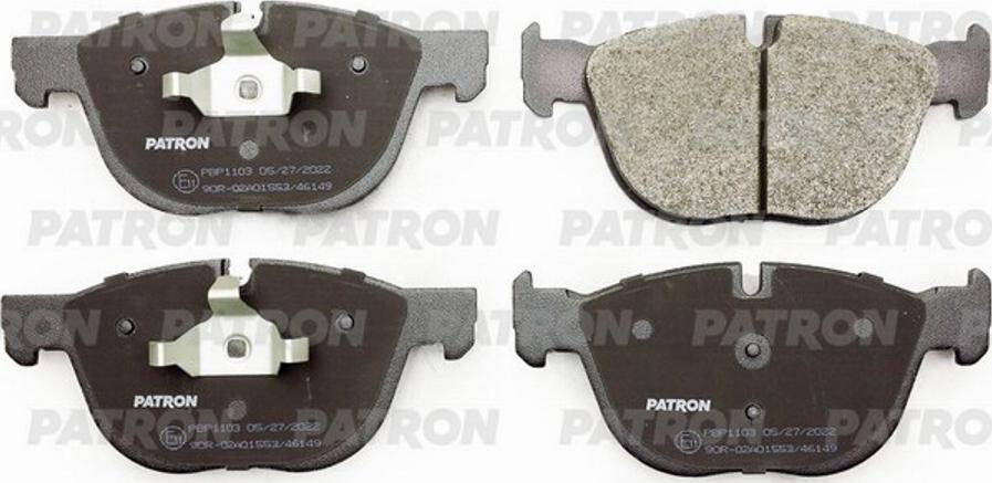 Patron PBP1103 - Тормозные колодки, дисковые, комплект autospares.lv