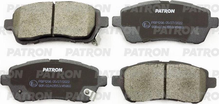 Patron PBP1296 - Тормозные колодки, дисковые, комплект autospares.lv