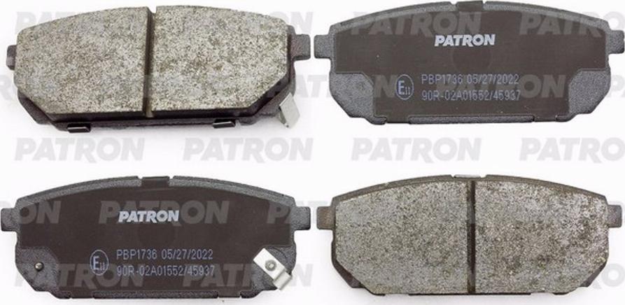Patron PBP1736 - Тормозные колодки, дисковые, комплект autospares.lv
