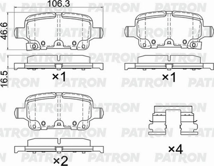 Patron PBP290 - Тормозные колодки, дисковые, комплект autospares.lv