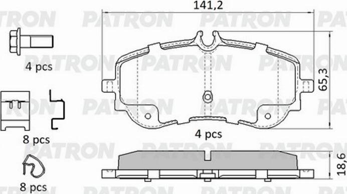 Patron PBP244 - Тормозные колодки, дисковые, комплект autospares.lv