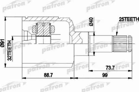 Patron PCV9538 - Шарнирный комплект, ШРУС, приводной вал autospares.lv