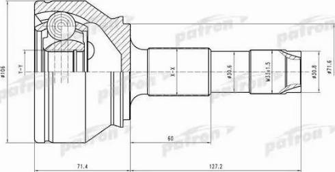 Patron PCV4598 - Шарнирный комплект, ШРУС, приводной вал autospares.lv