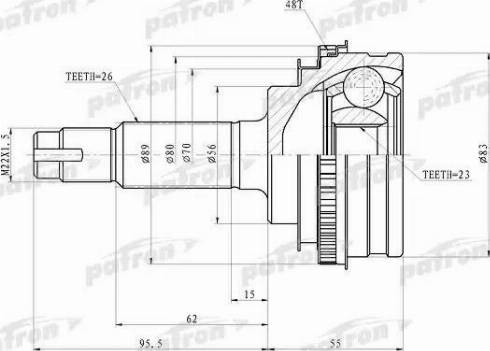 Patron PCV4006 - Шарнирный комплект, ШРУС, приводной вал autospares.lv