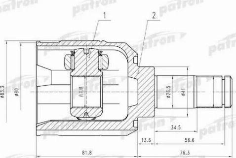 Patron PCV5008 - Шарнирный комплект, ШРУС, приводной вал autospares.lv