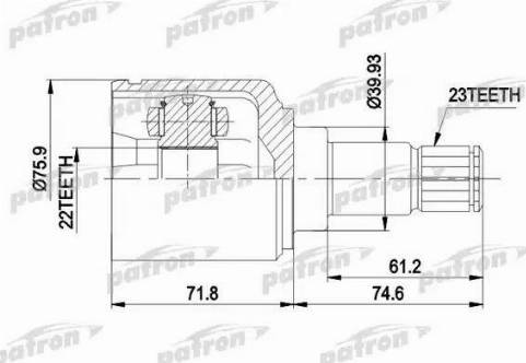 Patron PCV5026 - Шарнирный комплект, ШРУС, приводной вал autospares.lv