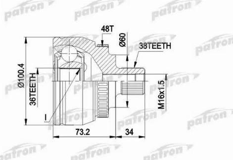 Patron PCV1444 - Шарнирный комплект, ШРУС, приводной вал autospares.lv