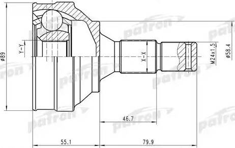 Patron PCV1446 - Шарнирный комплект, ШРУС, приводной вал autospares.lv