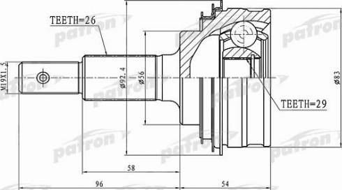 Patron PCV1440 - Шарнирный комплект, ШРУС, приводной вал autospares.lv