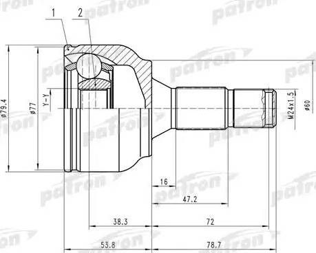 Patron PCV1456 - Шарнирный комплект, ШРУС, приводной вал autospares.lv