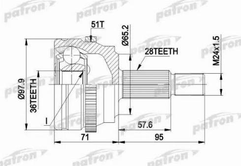 Patron PCV1453 - Шарнирный комплект, ШРУС, приводной вал autospares.lv