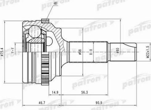 Patron PCV1460 - Шарнирный комплект, ШРУС, приводной вал autospares.lv