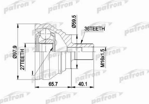 Patron PCV1463 - Шарнирный комплект, ШРУС, приводной вал autospares.lv