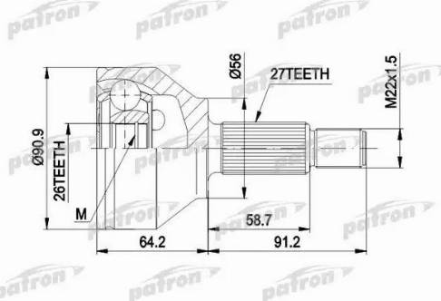 Patron PCV1417 - Шарнирный комплект, ШРУС, приводной вал autospares.lv