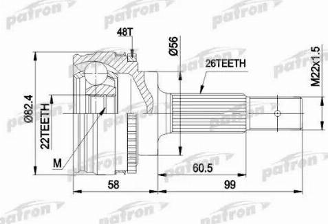 Patron PCV1484 - Шарнирный комплект, ШРУС, приводной вал autospares.lv