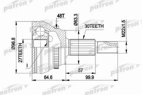 Patron PCV1485 - Шарнирный комплект, ШРУС, приводной вал autospares.lv