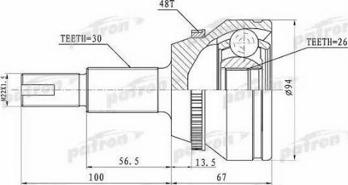 Patron PCV1436 - Шарнирный комплект, ШРУС, приводной вал autospares.lv