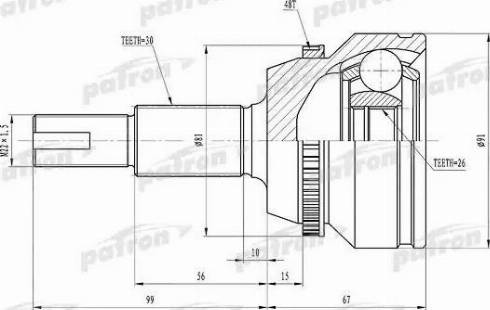 Patron PCV1433 - Шарнирный комплект, ШРУС, приводной вал autospares.lv