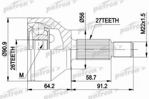 Patron PCV1549 - Шарнирный комплект, ШРУС, приводной вал autospares.lv