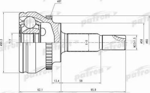 Patron PCV1544 - Шарнирный комплект, ШРУС, приводной вал autospares.lv