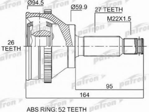 Patron PCV1543 - Шарнирный комплект, ШРУС, приводной вал autospares.lv