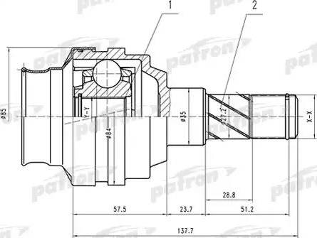 Patron PCV1547 - Шарнирный комплект, ШРУС, приводной вал autospares.lv