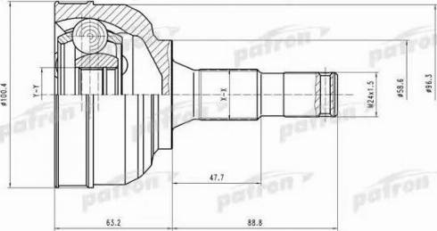 Patron PCV1553 - Шарнирный комплект, ШРУС, приводной вал autospares.lv