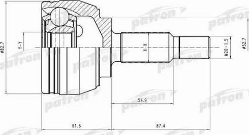 Patron PCV1519 - Шарнирный комплект, ШРУС, приводной вал autospares.lv